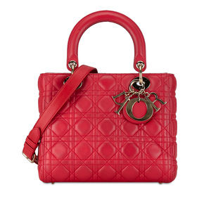 Pre-Loved Dior Medium Lambskin Cannage Lady Dior